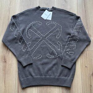 Large Off-White Men's Crewneck Knit Casual Sweaters